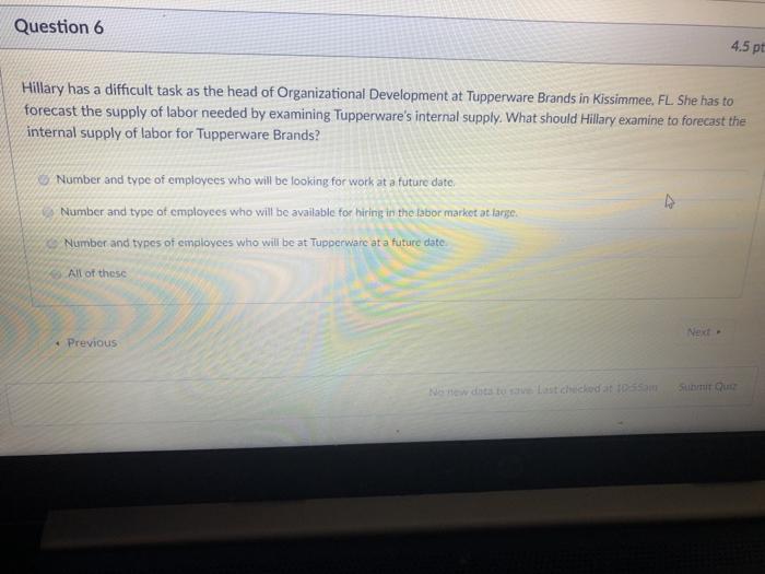 Question 6 4.5 pt Hillary has a difficult task as