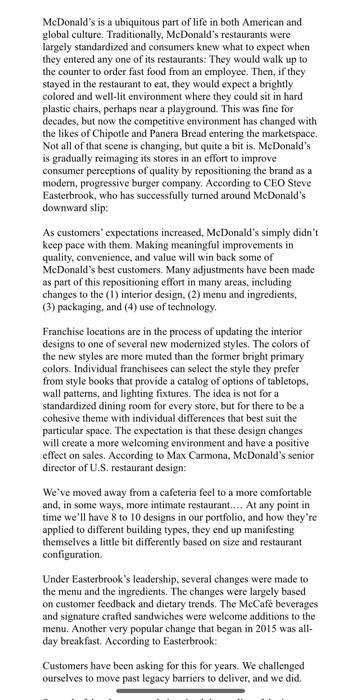 please provide comprehensive answers McDonald's