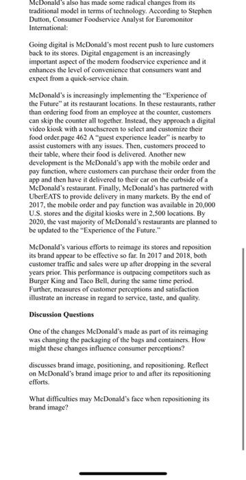 please provide comprehensive answers McDonald's