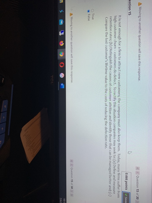 Moving to another question will save this