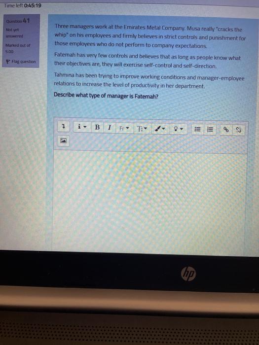 asaapp plzzz Time left 0:45:19 Question 41 wered