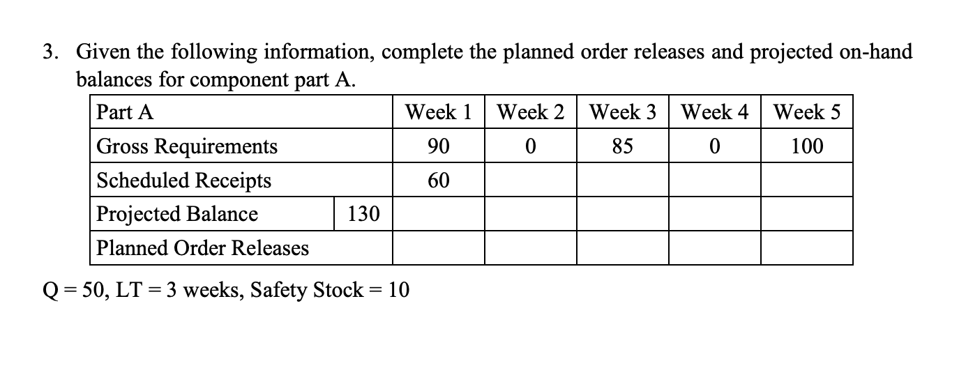 Using Excel: 3. Given the following information,