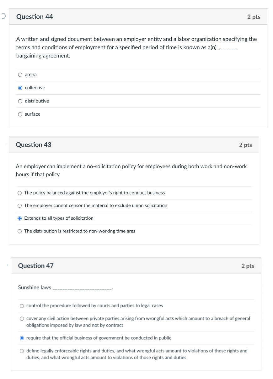 > Question 44 2 pts A written and signed document