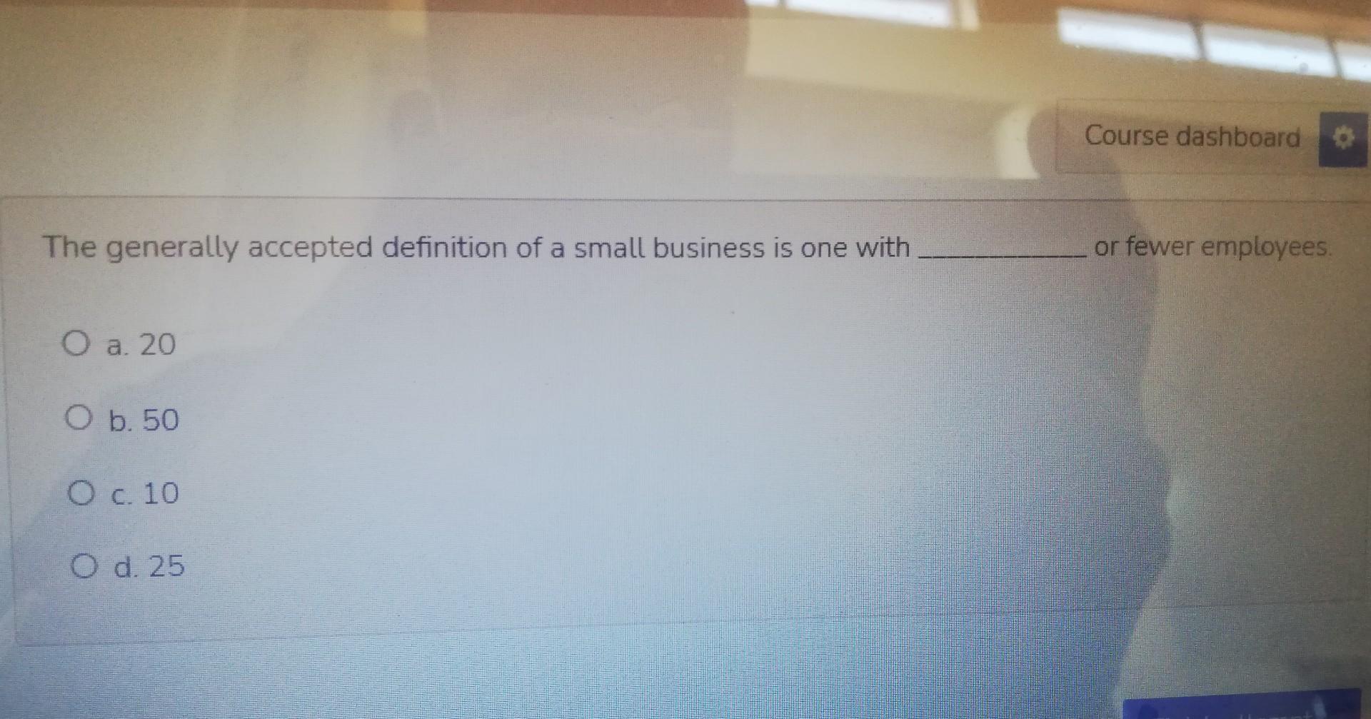 choose the correct answer Course dashboard The