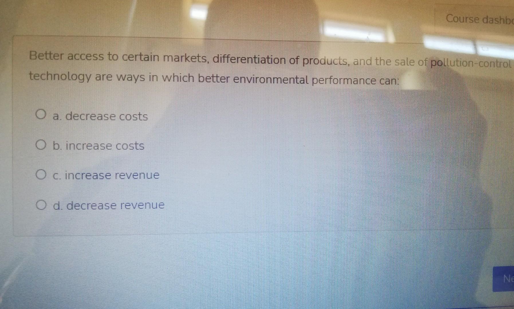 choose the correct answer Course dashboard The