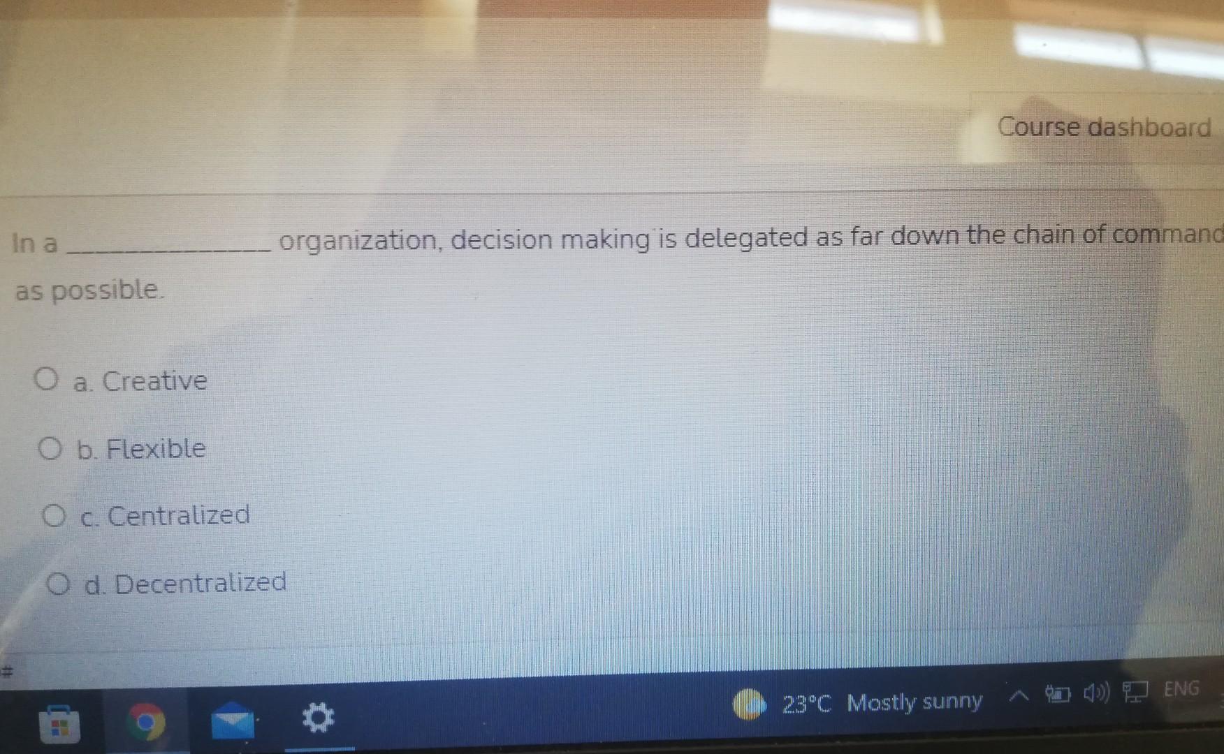 choose the correct answer Course dashboard The
