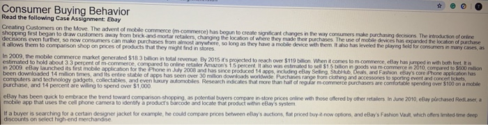 Needs some ideas Consumer Buying Behavior Read