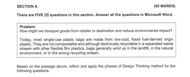 SECTION A (60 MARKS) There are FIVE (5) questions