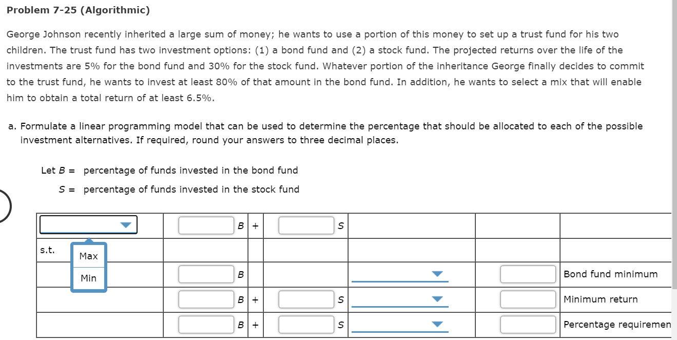 Problem 7-25 (Algorithmic) George Johnson