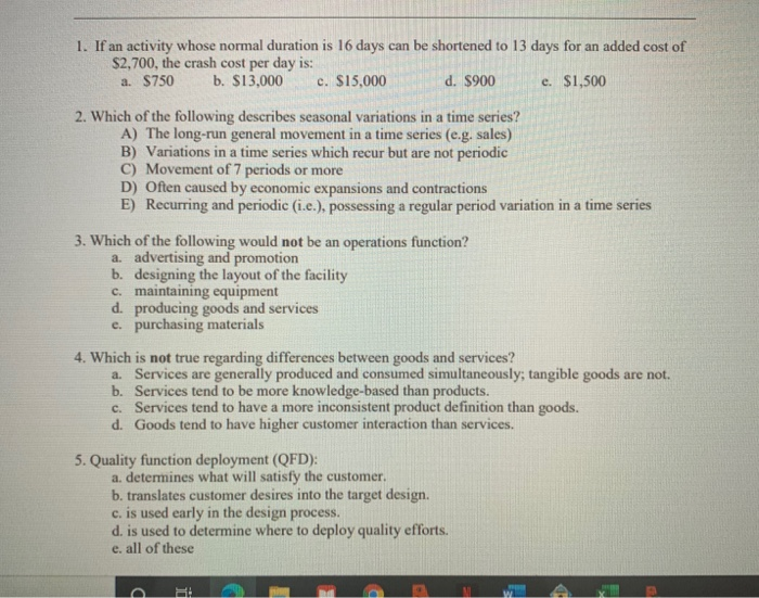 1,2,3,4,5 1. If an activity whose normal duration