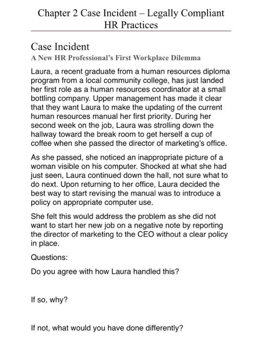 Chapter 2 Case Incident - Legally Compliant HR