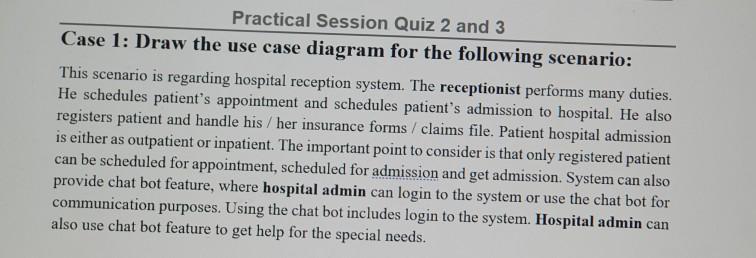 draw a use case for hospital reception system