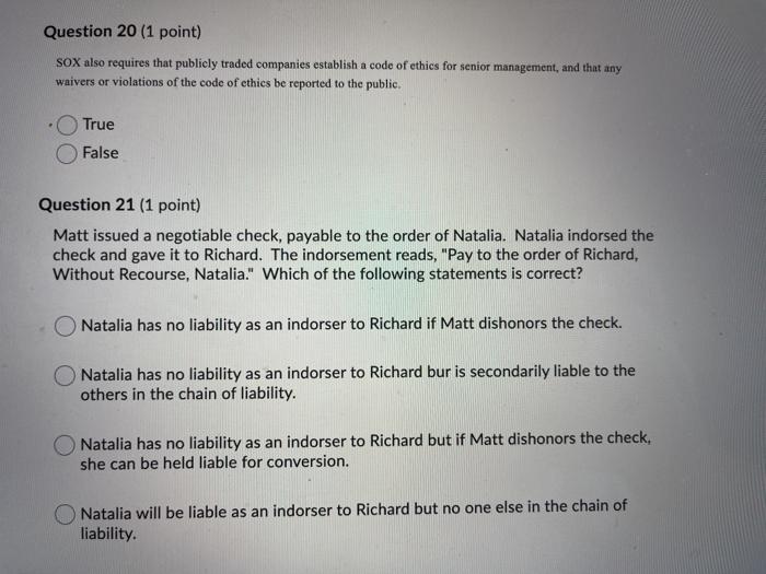 This is Business Law. Please answer all! Question