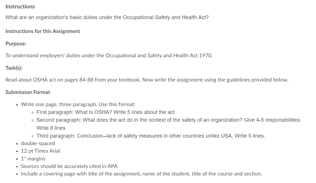 Instructions What are an organization's basic