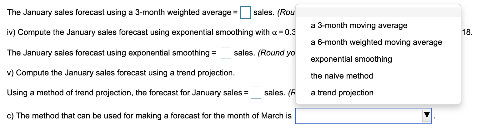 The January sales forecast using a 3-month