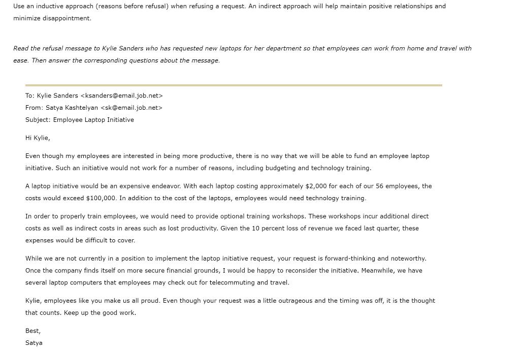 Use an inductive approach (reasons before