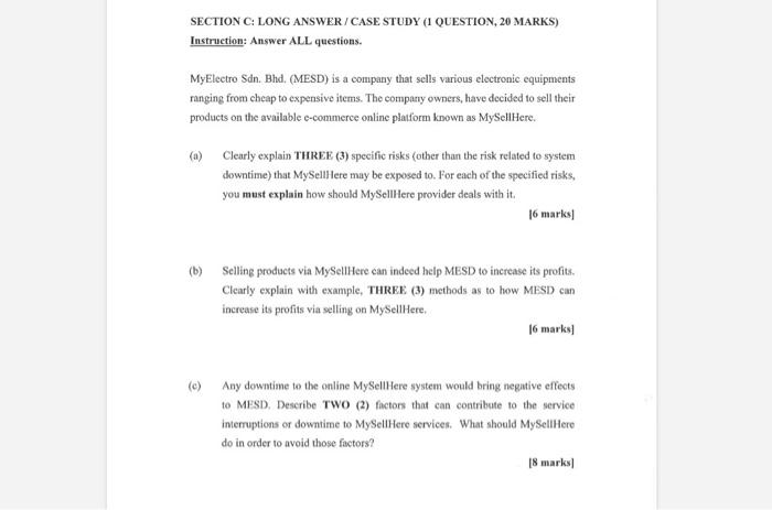 subject..E-commerce SECTION C: LONG ANSWER/CASE