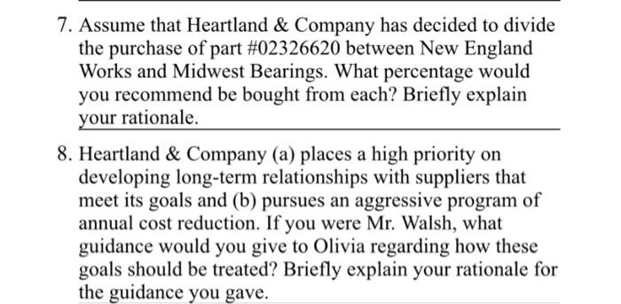 7. Assume that Heartland & Company has decided to