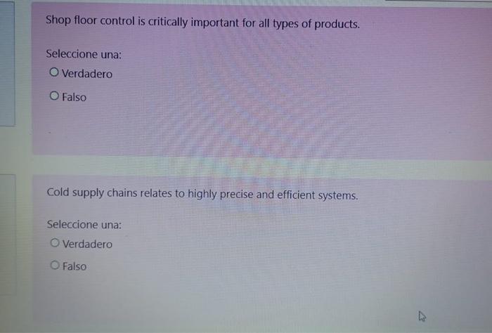 true or false Shop floor control is critically