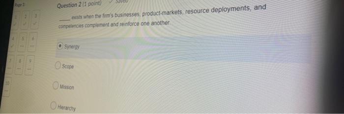 Pope 1: 15 Question 2 (1 point) exists when the