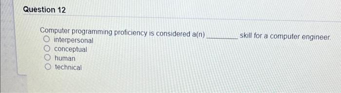 Question 12 skill for a computer engineer