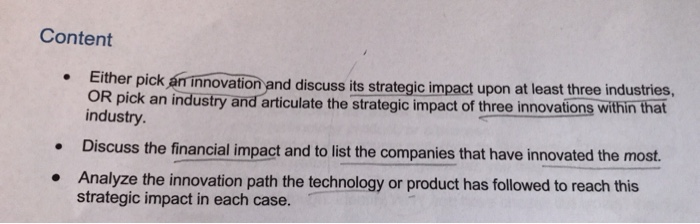 Content Either pick an innovation and discuss its