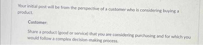 Your initial post will be from the perspective of