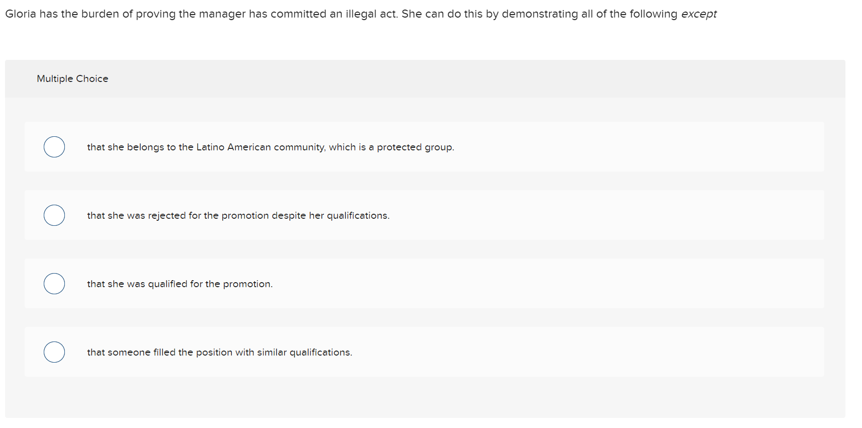 Required information Determining Discrimination