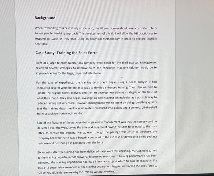 Background When responding to a case study or