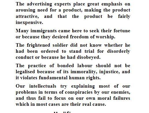 Exercise The following sentences lack