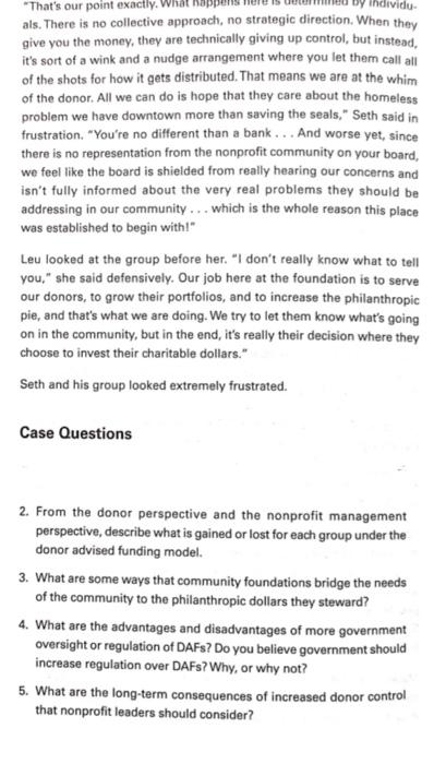 case question 2,3,4,5 CASE 13.2 DONOR ADVISED