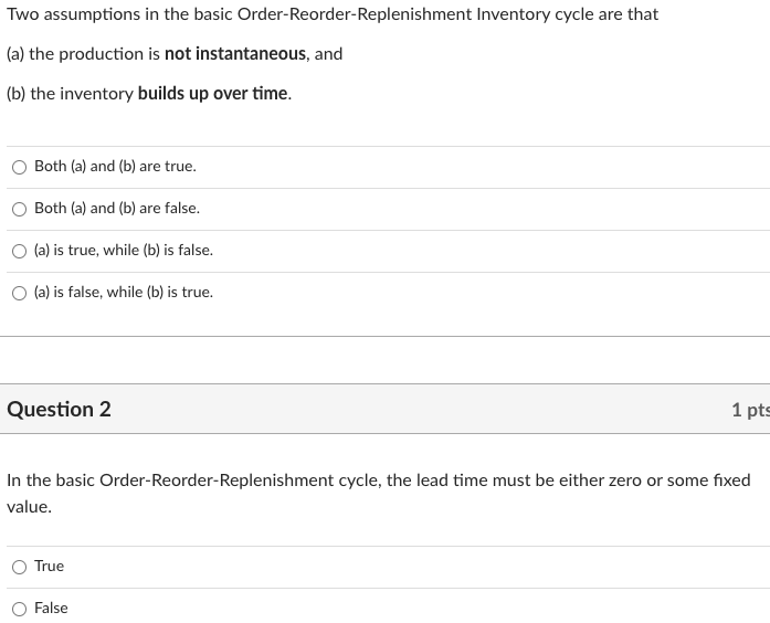 Two assumptions in the basic