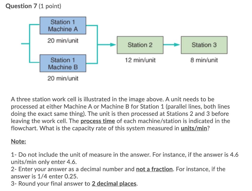 Question 7 (1 point) Station 1 Machine A 20