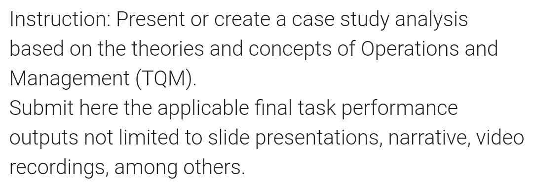 Instruction: Present or create a case study