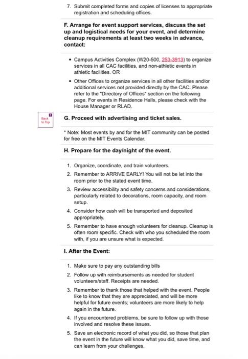 Based on the Event planning checklist below,
