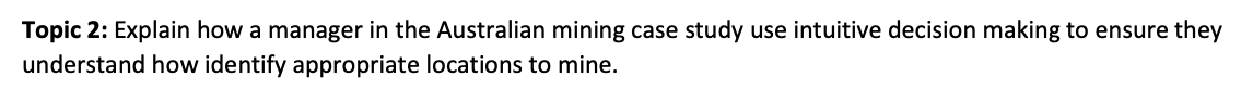Topic 2: Explain how a manager in the Australian