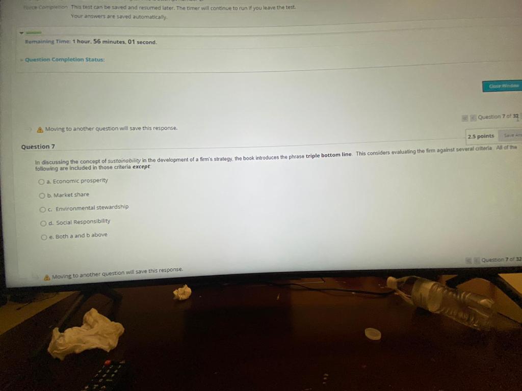 Completion This test can be saved and resumed