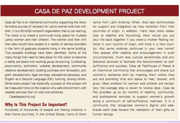 Read the Casa De Paz Development Project answer