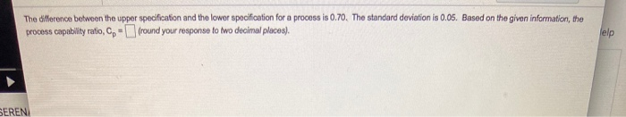 The difference between the upper specification