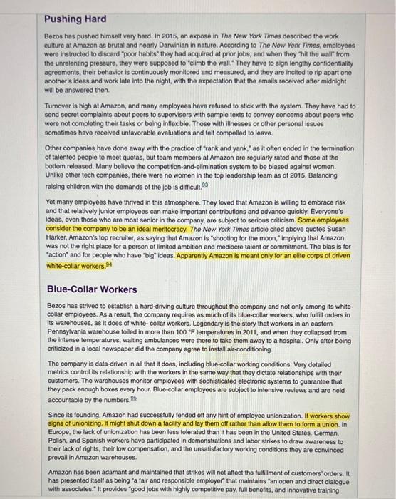 Review the case. Amazon: Improving the work