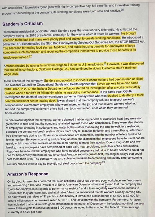 Review the case. Amazon: Improving the work