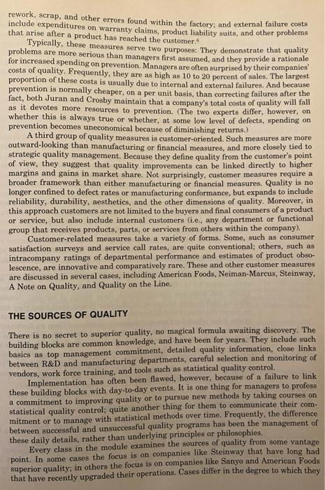 competing on quality ARTICLE ANALYSIS For each