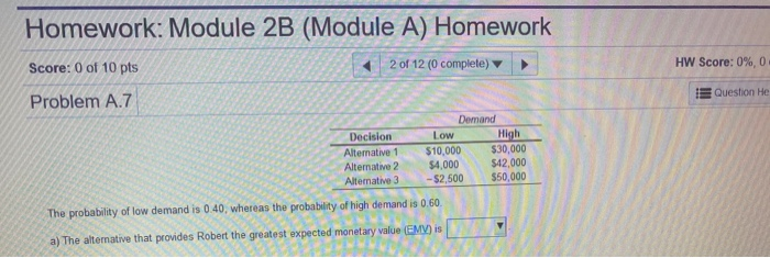 Homework: Module 2B (Module A) Homework Save