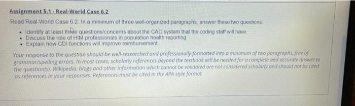 Assignment 5.1. Real World Case 6.2 Read Real