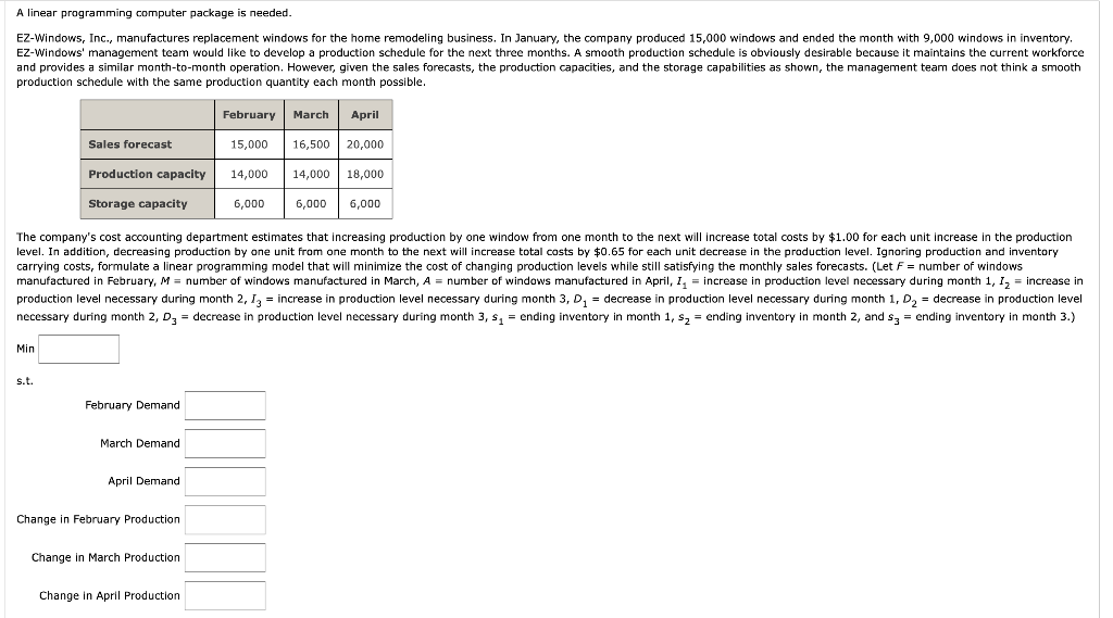 A linear programming computer package is needed.