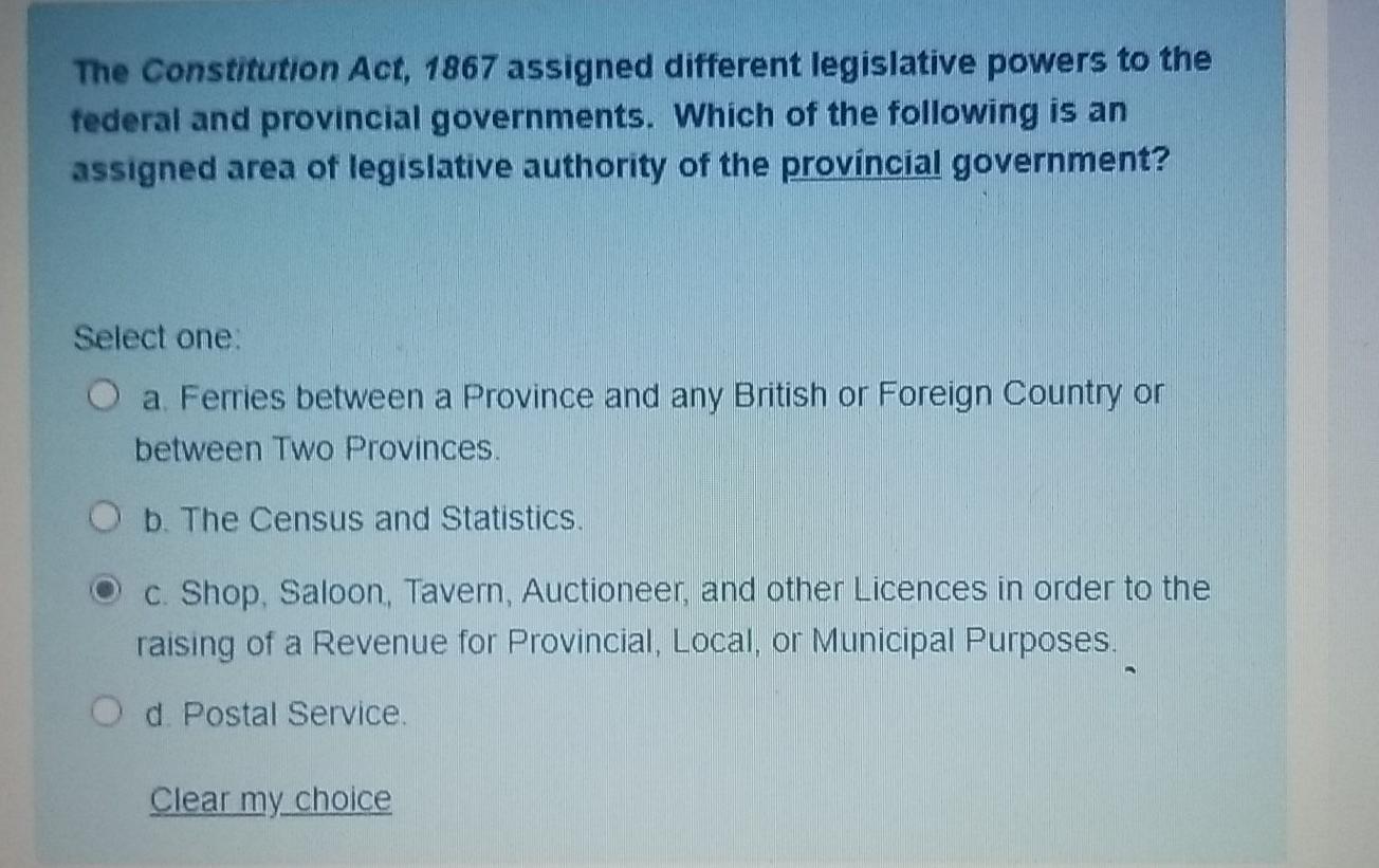 The Constitution Act, 1867 assigned different