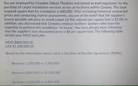 You are employed by Cineplex Odeon Theatres and