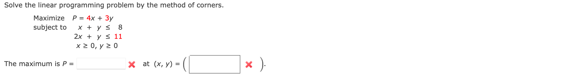 Solve the linear programming problem by the