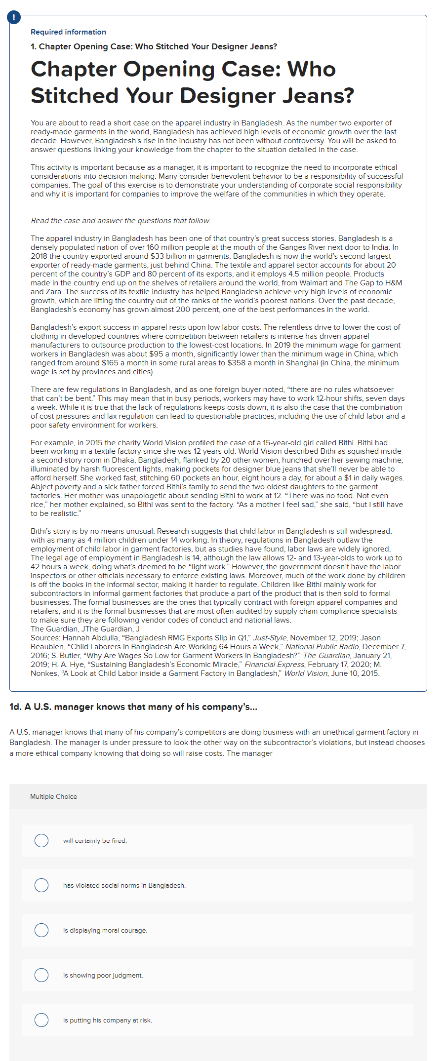 Required information 1. Chapter Opening Case: Who