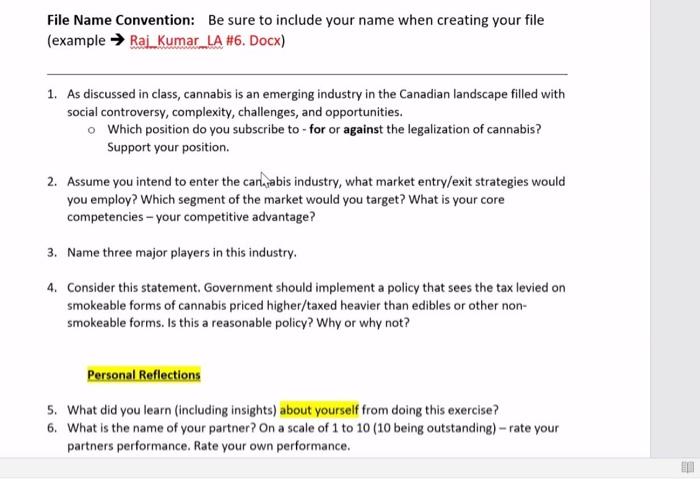 File Name Convention: Be sure to include your
